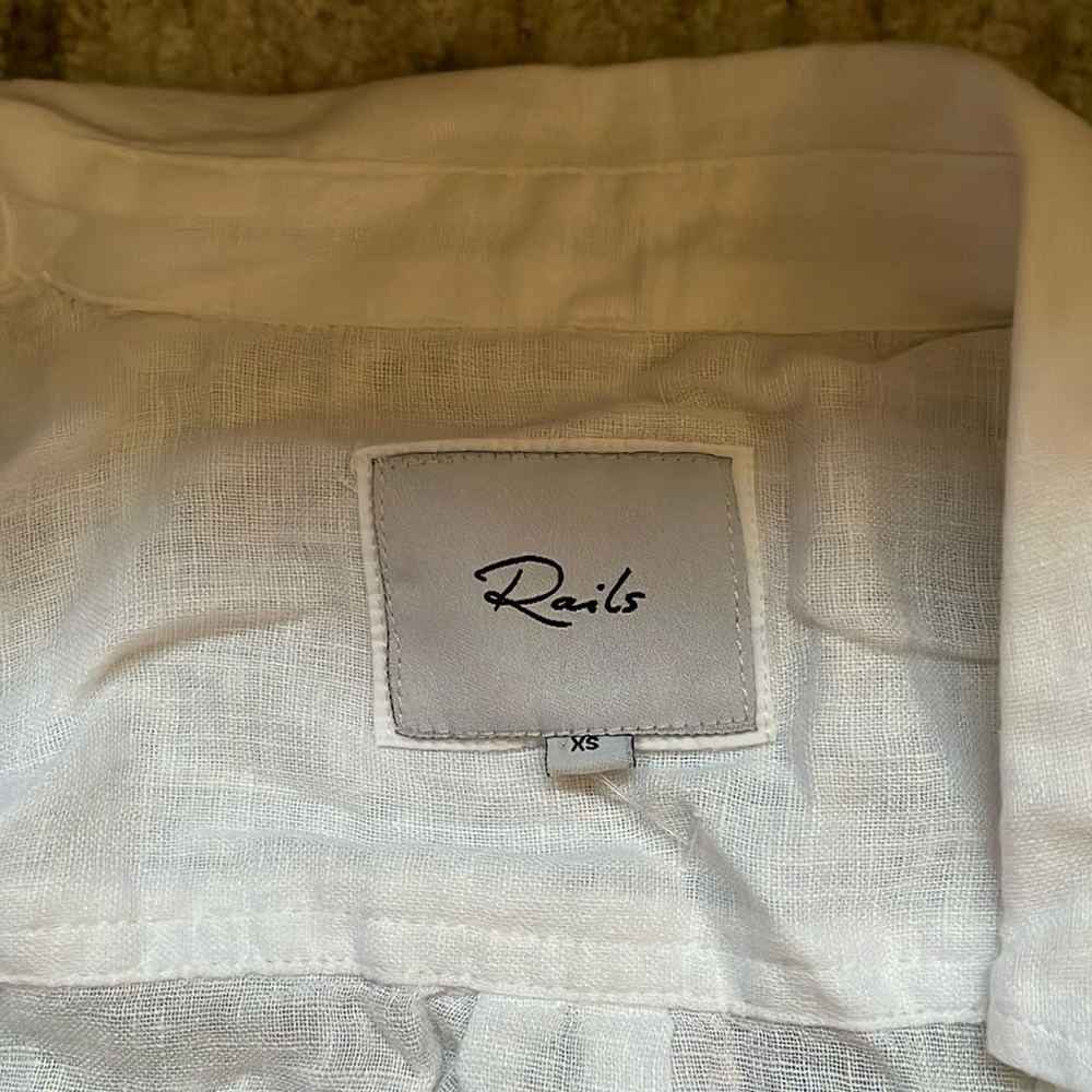 Rails Button Down White Shirt With Weaved Stars (… - image 3